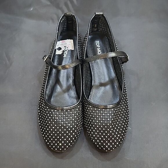 BRAND NEW TOP MODA MESH STUDDED BUCKLE STRAP COMFORTABLE BALLERINA FLA…G1 - Picture 3 of 15